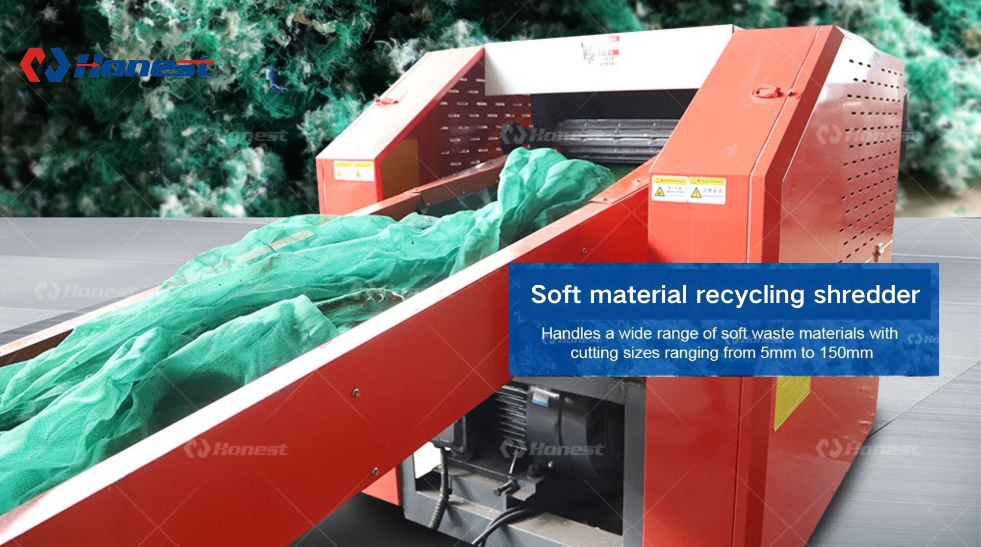 Soft material recycling shredder